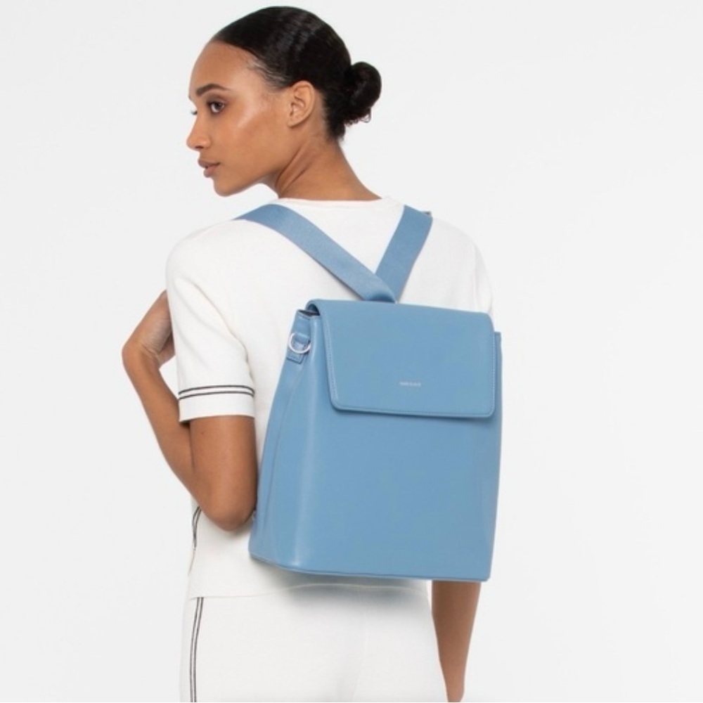 Matt & Nat Annex Loom Purse Backpack Vegan Leather Lquid Blue Color Medium